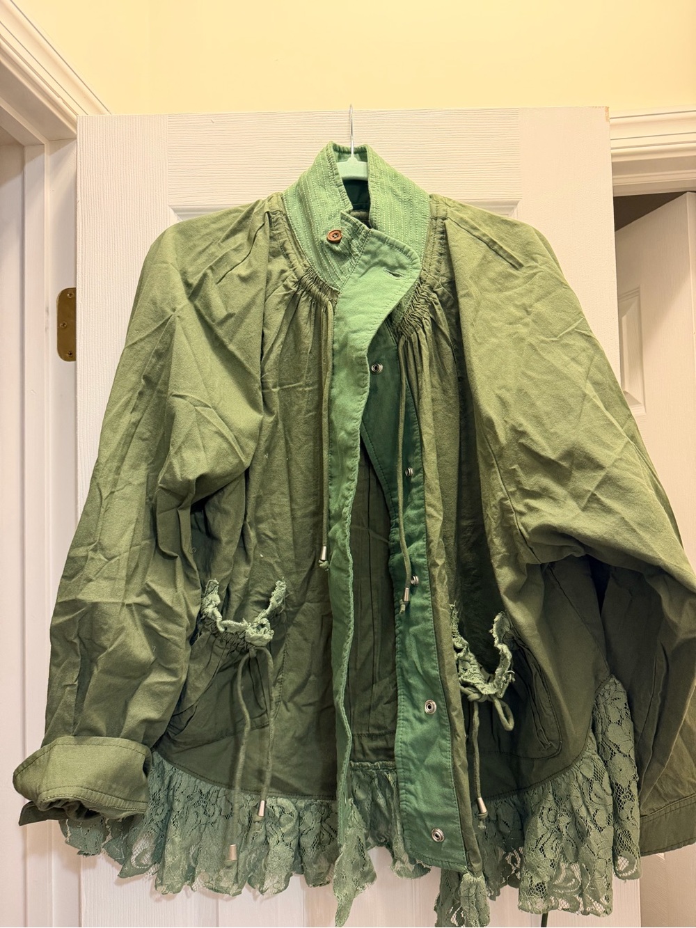 We The Free Green Lace-Hem Utility Jacket